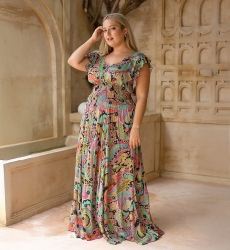 robe longue ABSINTHE - multicouleur - bohème - tailles XL/XXL- Miss June Paris - 1