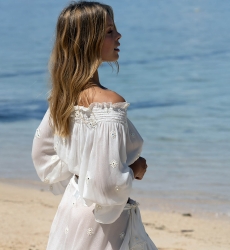 Maeve Long Sleeve Top - White - Mirror Effect Sequins - One Size XS/M - Miss June Paris - 3