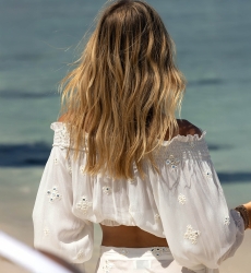 Maeve Long Sleeve Top - White - Mirror Effect Sequins - One Size XS/M - Miss June Paris - 4