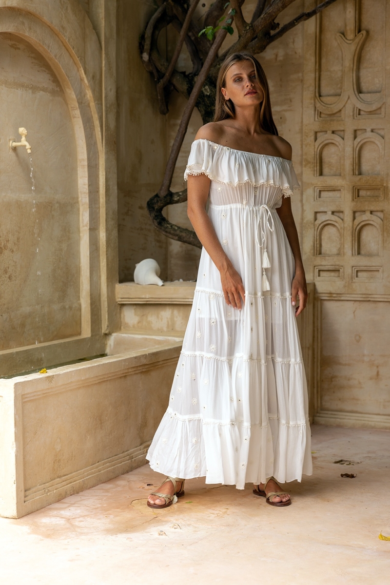 bohemian white long dress KATE - Miss June