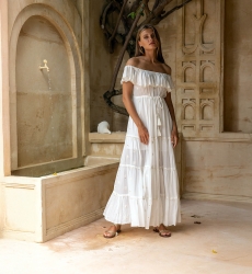 robe longue boheme blanche KATE                  - Miss June