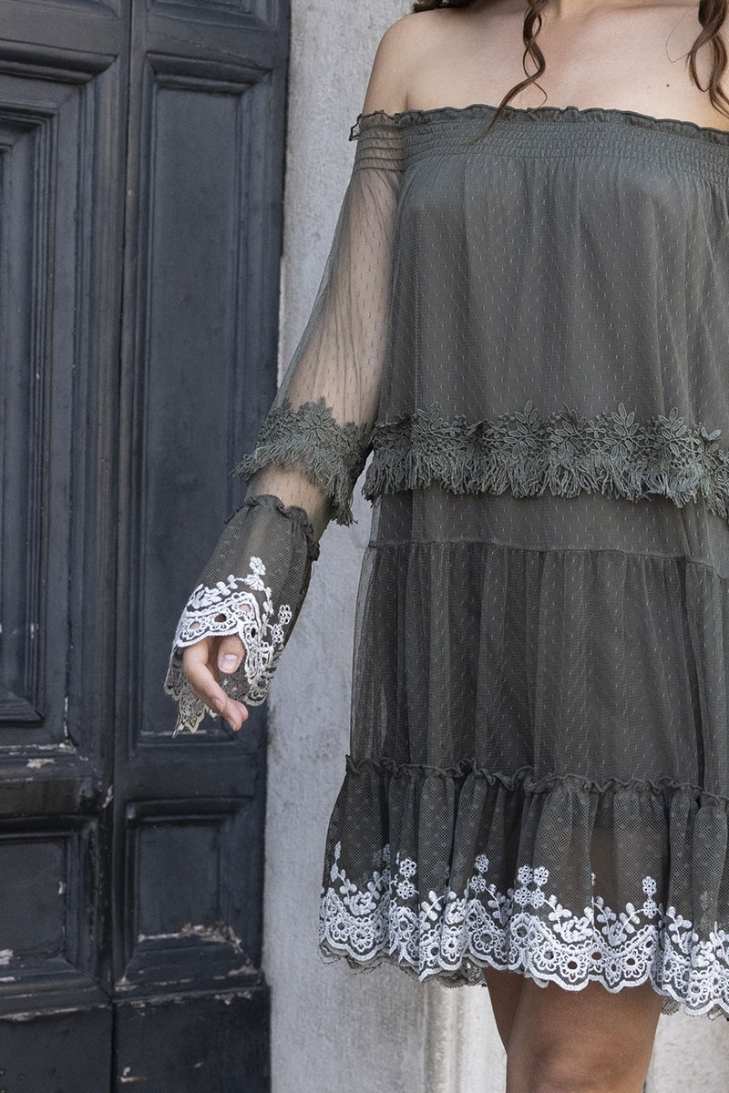 long sleeve boheme chic short dress with ANGEL  - Miss June