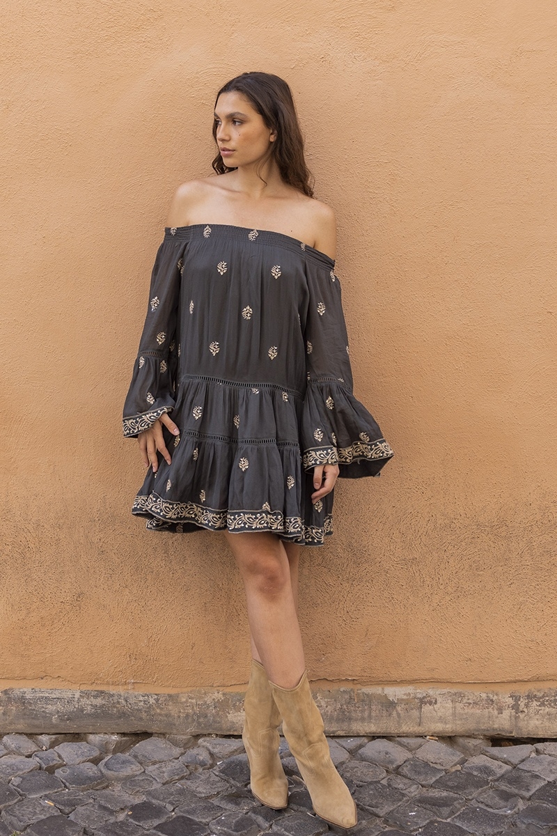 robe courte manche longue boheme SHINE - Miss June