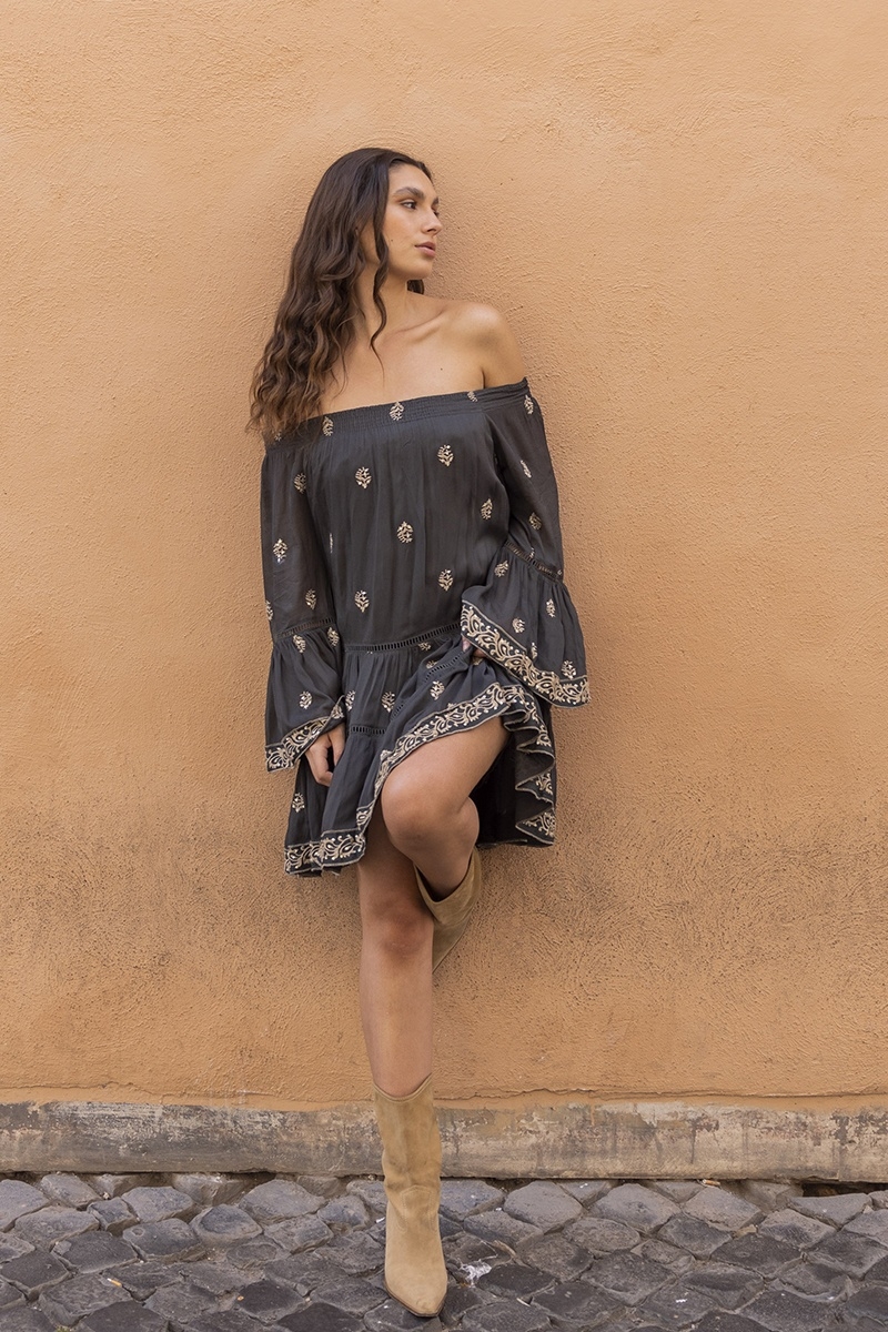 robe courte manche longue boheme SHINE - Miss June
