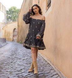 vestido corto bohemio manga larga SHINE - Miss June