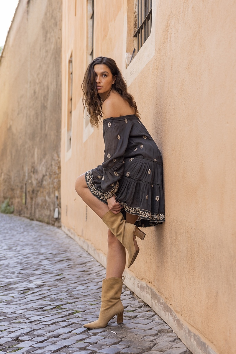 robe courte manche longue boheme SHINE - Miss June