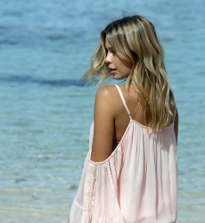 LOVELY Short Dress – Blue or Petal – Long Sleeve – Off-Shoulder – Boho Chic – Miss June Paris – 9