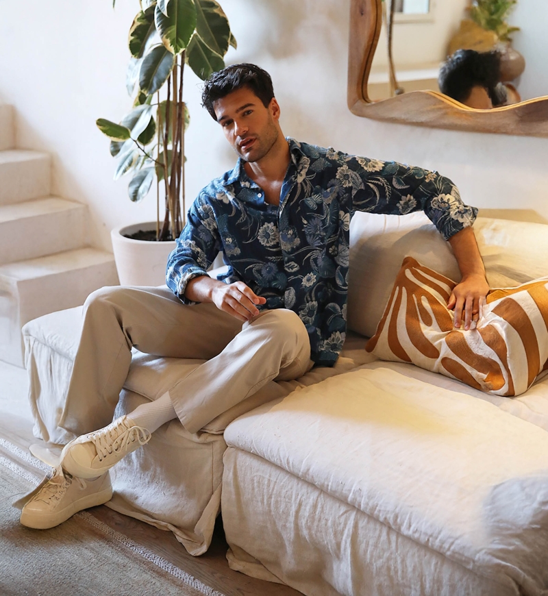 Camisa Guatape – azul marino – estampado floral – manga larga – colección Shay – Miss June Paris – 5