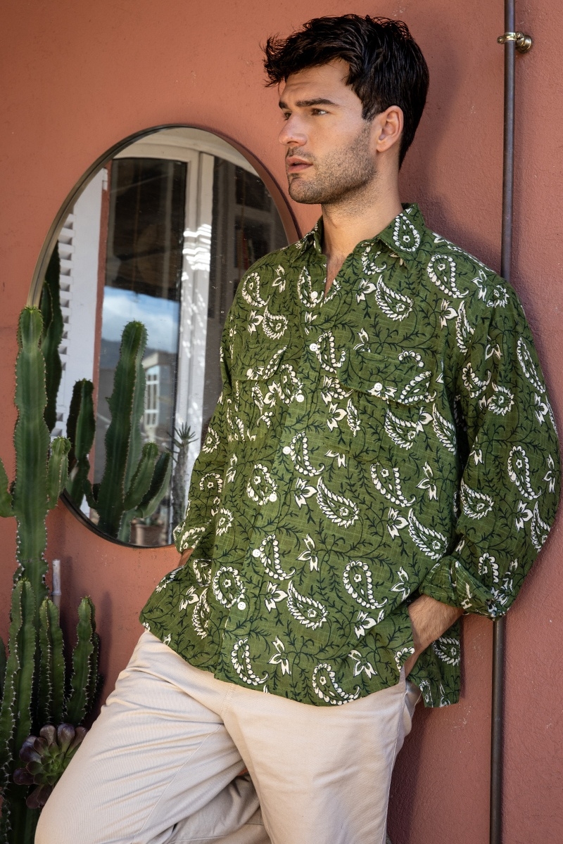 Chemise Medellin - kaki - manches longues  - manches longues - collection Shay - Miss June Paris - 1