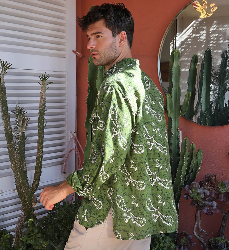 Chemise Medellin - kaki - manches longues  - manches longues - collection Shay - Miss June Paris - 4