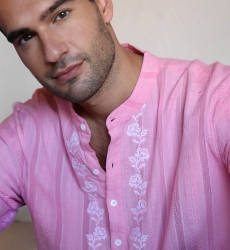 Chemise Jerico - rose avec des détails brodés en blanc - manches longues - collection Shay - Miss June Paris - 7