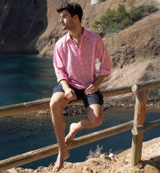 Shirt Florencia – pink – delicate white print – long sleeves – lightweight fabric – Shay collection – Miss June Paris – 1