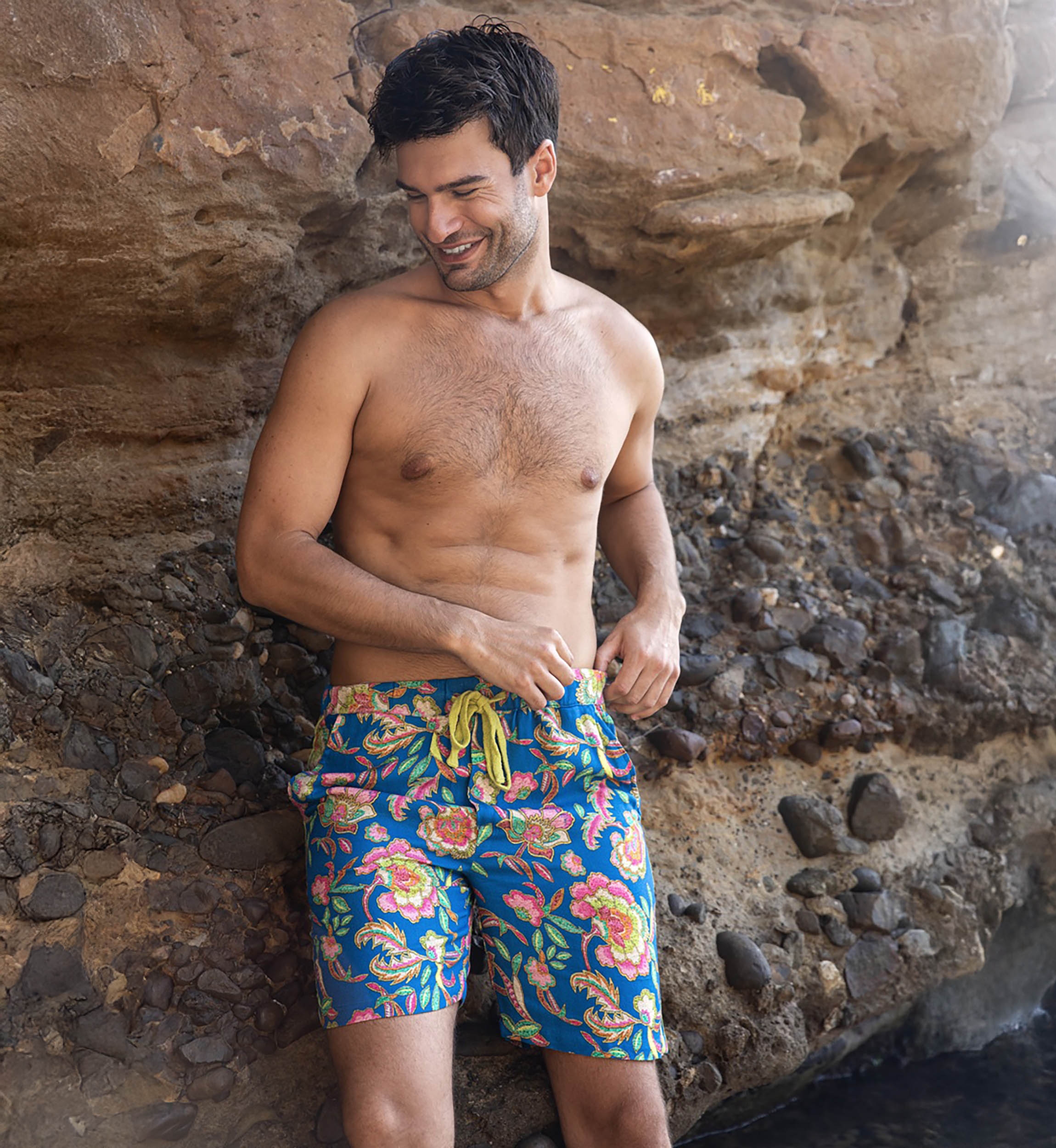 Short Salamina - bleu - motif floral / multico - tissu légère - collection Shay - Miss June Paris - 3