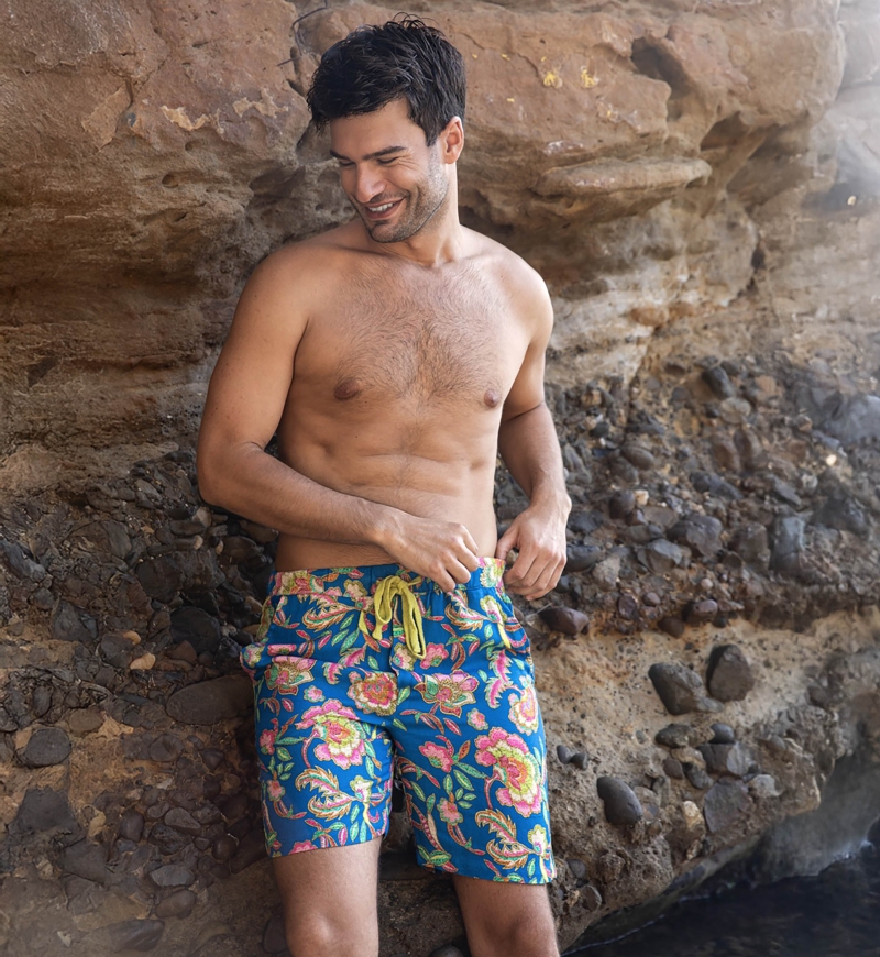 Short Salamina - bleu - motif floral / multico - tissu légère - collection Shay - Miss June Paris - 3