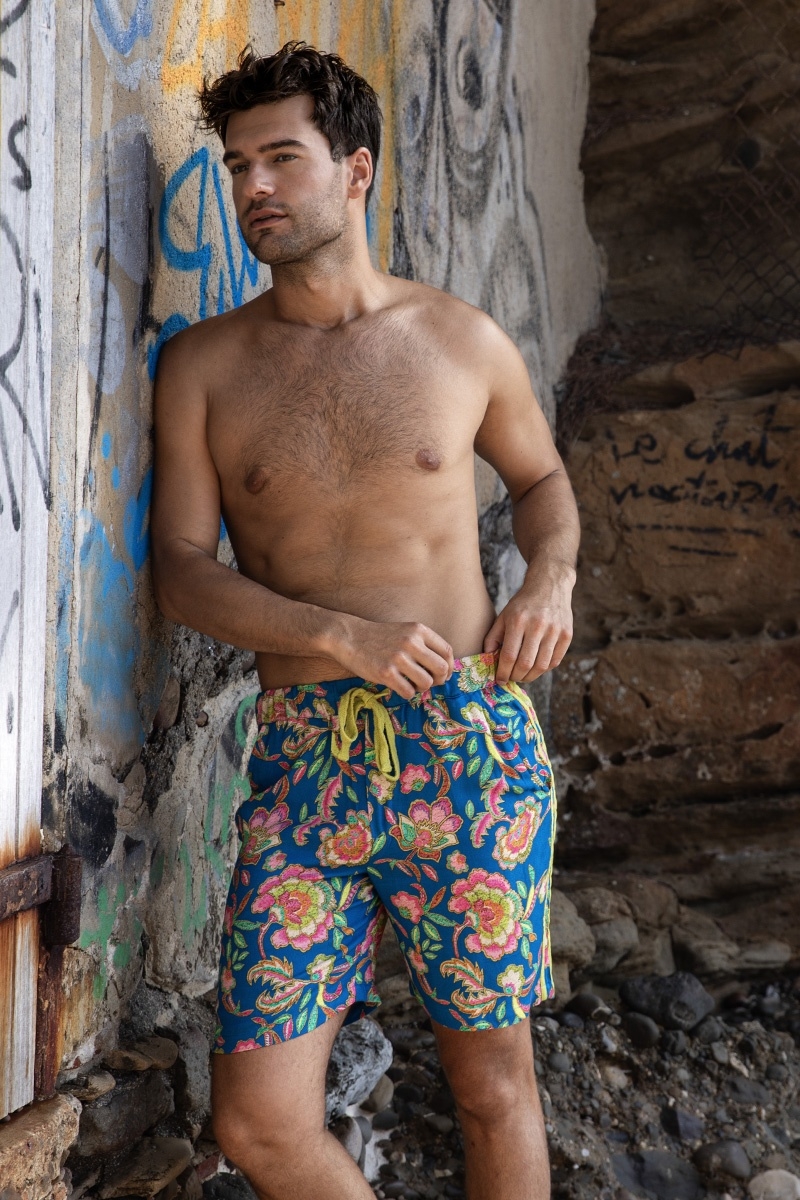 Short Salamina - bleu - motif floral / multico - tissu légère - collection Shay - Miss June Paris - 4