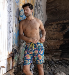 Short Salamina - bleu - motif floral / multico - tissu légère - collection Shay - Miss June Paris - 4