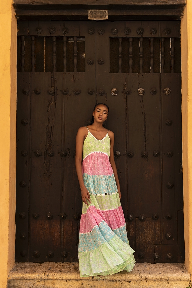 Sandra long dress - bohemian multicolor - strapless dress - Miss June Paris - 4