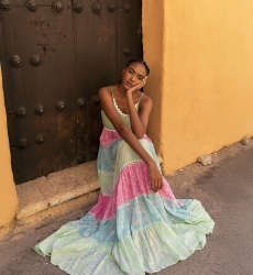 Sandra long dress - bohemian multicolor - strapless dress - Miss June Paris - 1