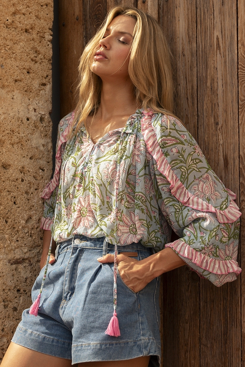 Guiliana blouse - light blue women's blouse - long sleeves - Miss June Paris - 1