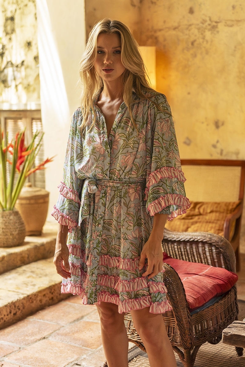 Robe courte Fiorella - imprimé bohème-chic - Miss June Paris - 3