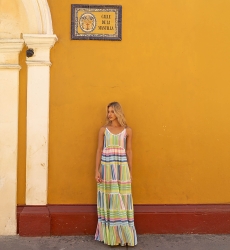 Robe longue Patricia - teinte pastel - imprimé rayures - robe à bretelles - Miss June Paris - 4