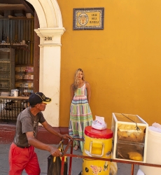 Patricia long dress - pastel - stripes print - strapless dress - Miss June Paris - 3