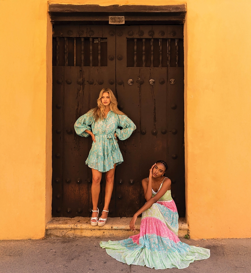 Pia short dress - blue - long sleeves - embroidered with sequins - Miss June Paris - 2