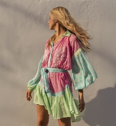 Robe courte Olga - imprimés fleuris - manches longues - multicouleur - Miss June Paris - 2