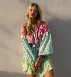 Robe courte Olga - imprimés fleuris - manches longues - multicouleur - Miss June Paris - 4