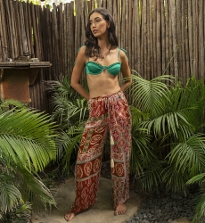 Jacinta pants - women's pants - fluid - paisley print - multicolor - Miss June Paris - 2