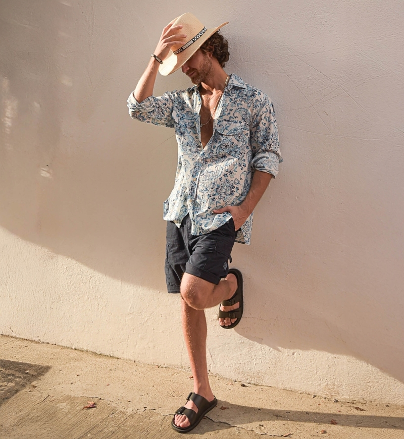 Shirt Filandia – white – paisley print / blue – long sleeves – front pockets – Shay collection – Miss June Paris – 3