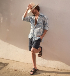 Chemise Filandia - blanche - imprimé paisley / bleu - manche longue - poches frontales - collection Shay - Miss June Paris - 3