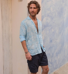 Shirt Salento – blue – white floral print – long sleeves – lightweight fabric – Shay collection – Miss June Paris – 6