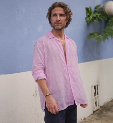 Shirt Salento – pink – white floral print – long sleeves – lightweight fabric – Shay collection – Miss June Paris – 1