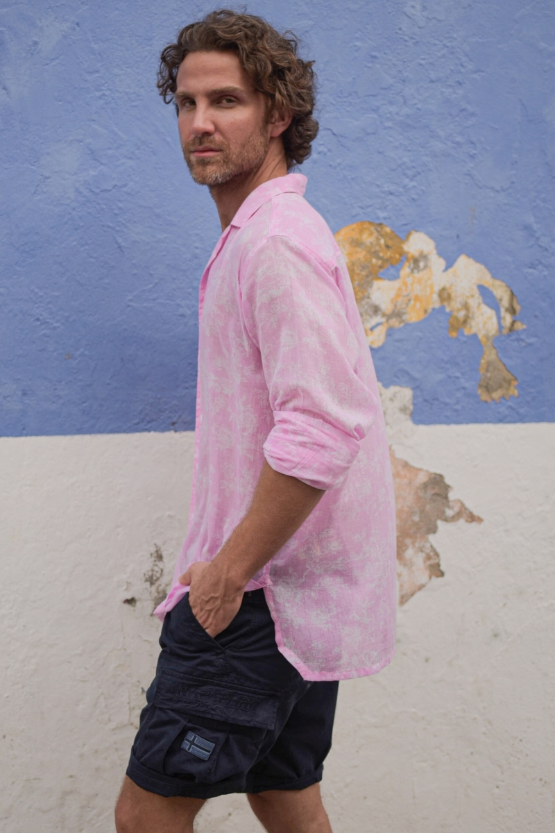 Shirt Salento – pink – white floral print – long sleeves – lightweight fabric – Shay collection – Miss June Paris – 4
