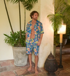 Chemise Manches Courtes Lorica - bleu - motif floral / multico - tissu légère - collection Shay - Miss June Paris - 3