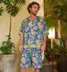 Chemise Manches Courtes Lorica - bleu - motif floral / multico - tissu légère - collection Shay - Miss June Paris - 4