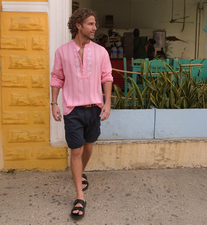 Shirt Jerico – pink with white embroidered details – long sleeves – Shay collection – Miss June Paris – 3