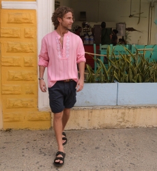 Chemise Jerico - rose avec des détails brodés en blanc - manches longues - collection Shay - Miss June Paris - 3