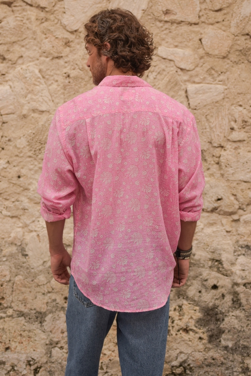 Camisa Florencia – rosa – delicado estampado blanco – mangas largas – tejido ligero – colección Shay – Miss June Paris – 7