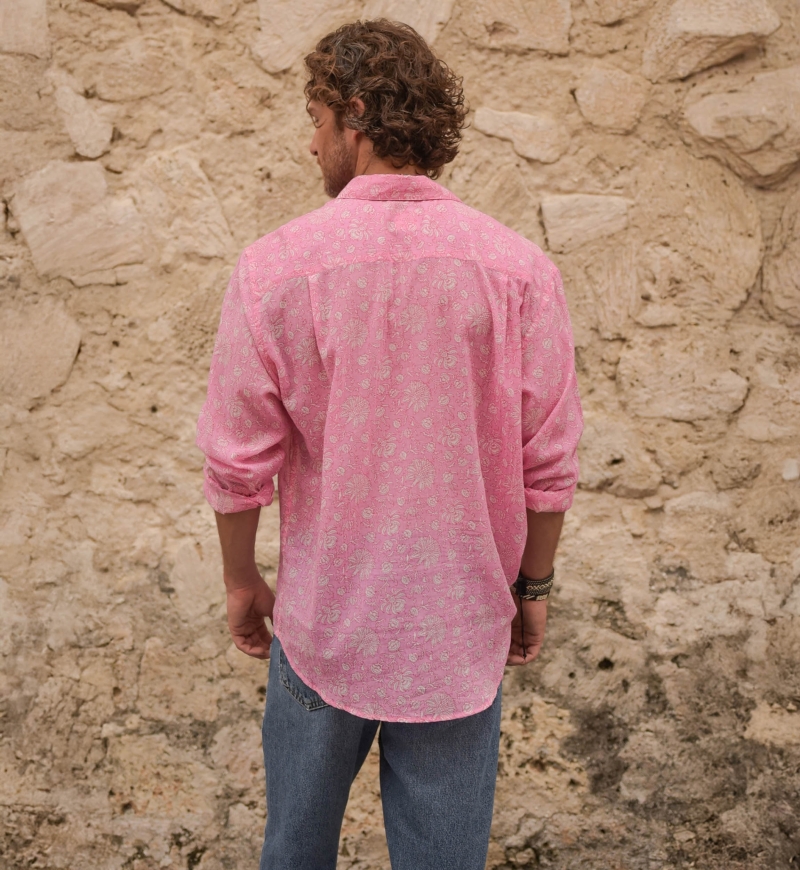 Shirt Florencia – pink – delicate white print – long sleeves – lightweight fabric – Shay collection – Miss June Paris – 7