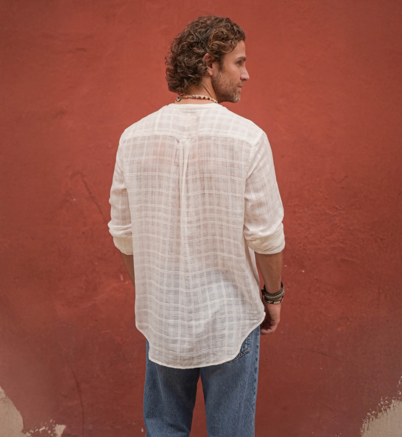 Cocora Shirt – white – blue embroidery – long sleeves – fluid material – Shay collection – Miss June Paris – 5