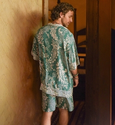 Short-Sleeve Shirt San Gil – green – off-white floral pattern – discreet buttons – Shay collection – Miss June Paris – 3