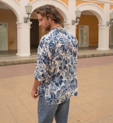 Chemise Barranquilla - blanche/bleue - imprimé floral - manche longue - collection Shay - Miss June Paris - 4