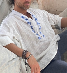 hirt Jerico – white version with blue embroidery – long sleeves – Shay collection – Miss June Paris – 4