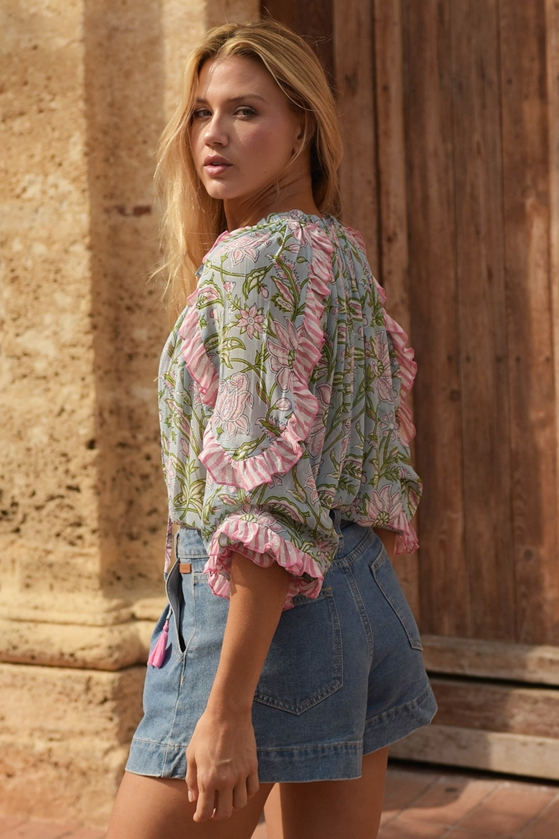 Blouse Guiliana - blouse femme bleue légère - manches longues - Miss June Paris - 4