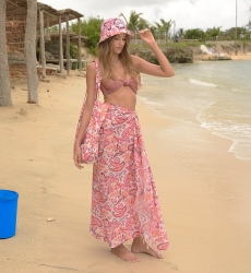 Pareo La Plage - motifs oranges et violets - Miss June Paris - 2
