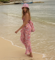 Pareo La Plage - motifs oranges et violets - Miss June Paris - 3