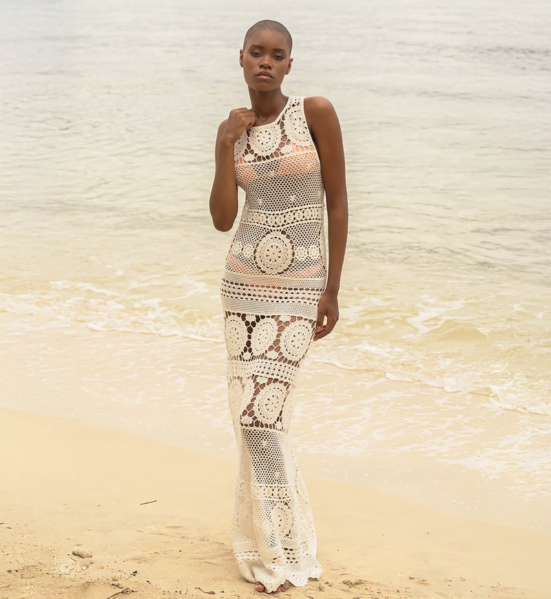 Angel Long Dress - White - Crochet - Short Sleeves - Open Back - Bohemian - Miss June Paris - 1
