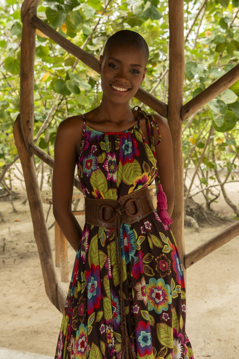 robe longue ASTOR : marron - fleurie boheme - bretelles fines - Miss June Paris - 1